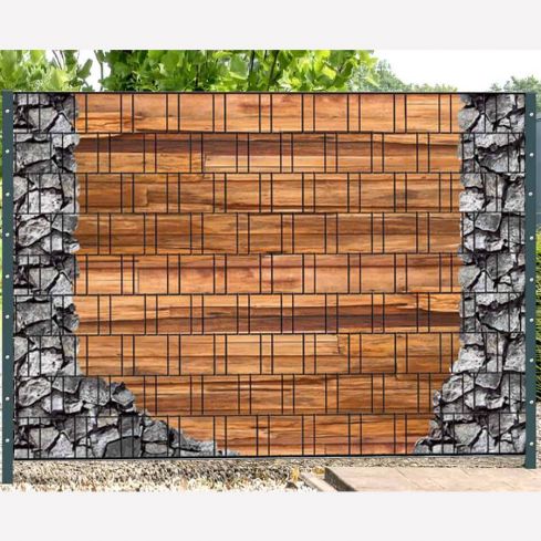 Sichtschutz für den Garten Motiv Steinmauer PerfectHD Zaunsichtschutz 2,50 x 1,80 x 0,19 m 30 Varianten 9 Streifen 