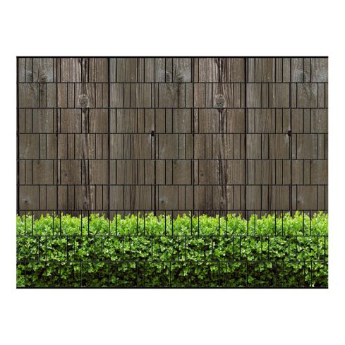 holzwand und buxus zaun sichtschutz gruen grau
